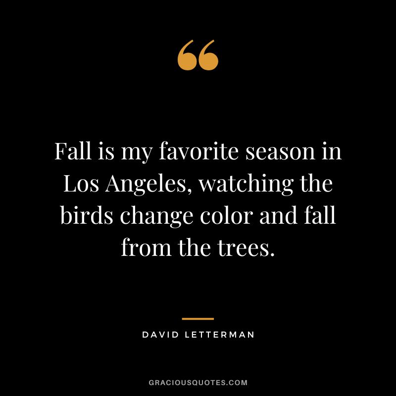 Fall is my favorite season in Los Angeles, watching the birds change color and fall from the trees. - David Letterman
