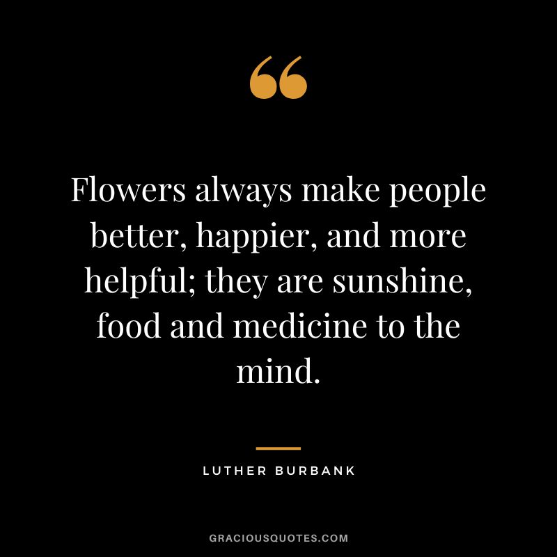 Flowers always make people better, happier, and more helpful; they are sunshine, food and medicine to the mind. - Luther Burbank