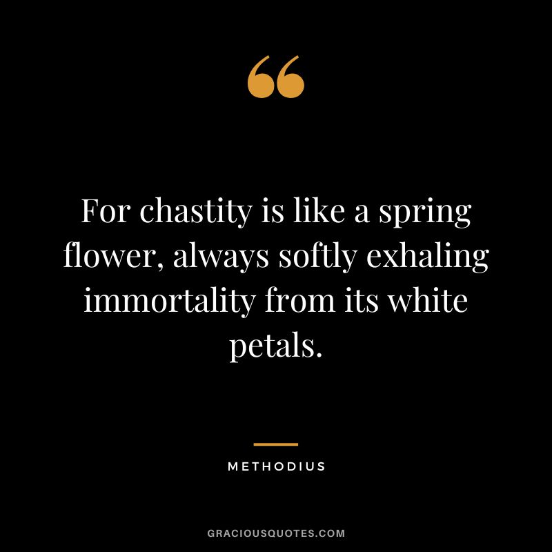 For chastity is like a spring flower, always softly exhaling immortality from its white petals. - Methodius