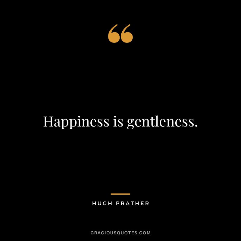 Happiness is gentleness. - Hugh Prather