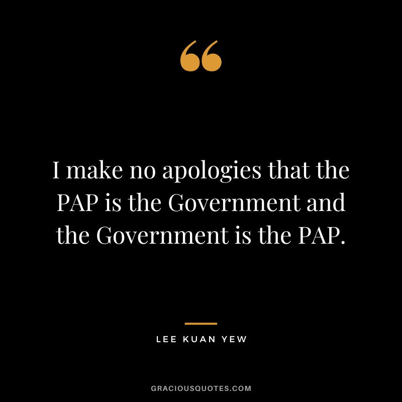I make no apologies that the PAP is the Government and the Government is the PAP.