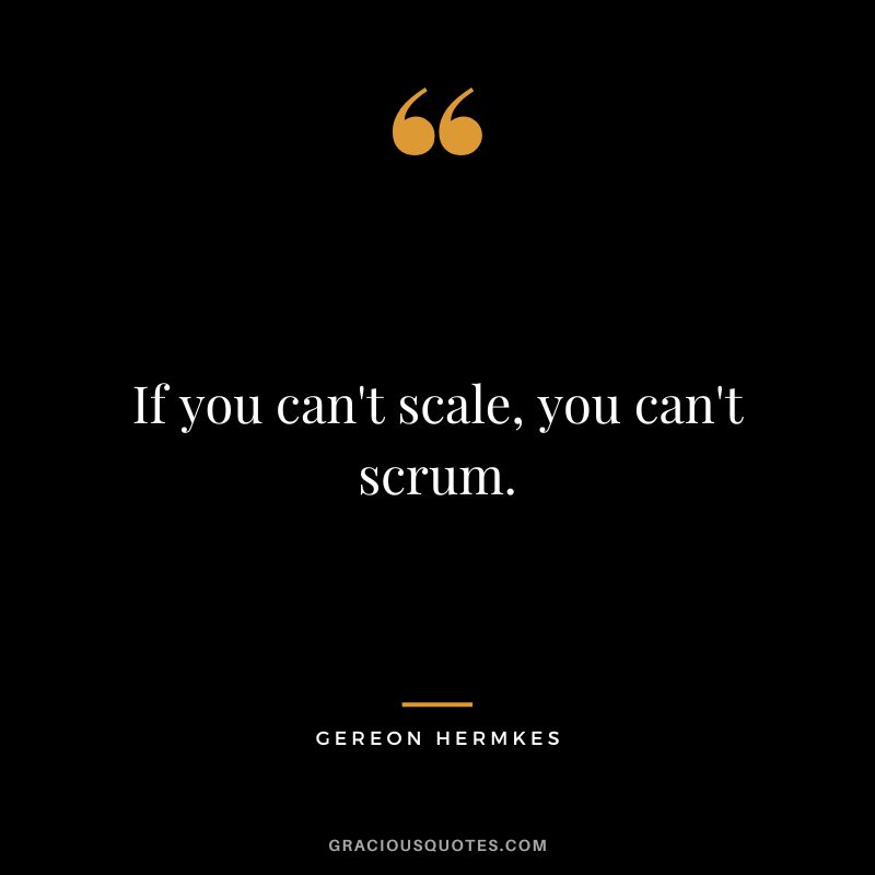 If you can't scale, you can't scrum. - Gereon Hermkes