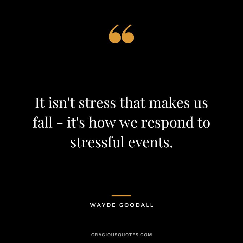 It isn't stress that makes us fall - it's how we respond to stressful events. - Wayde Goodall