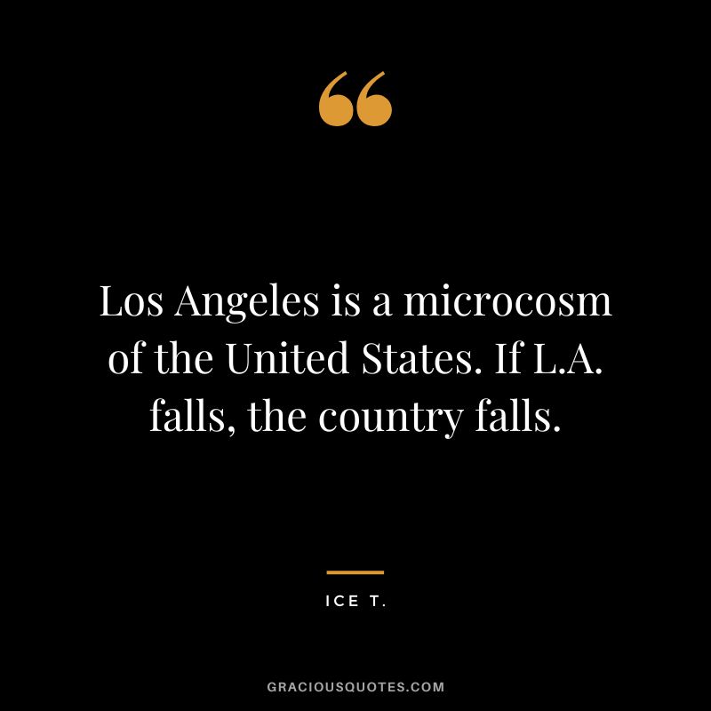 Los Angeles is a microcosm of the United States. If L.A. falls, the country falls. - Ice T.