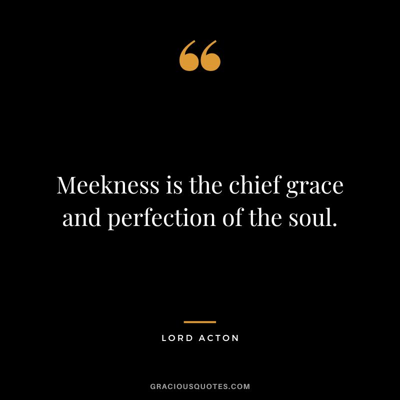 Meekness is the chief grace and perfection of the soul. - Lord Acton