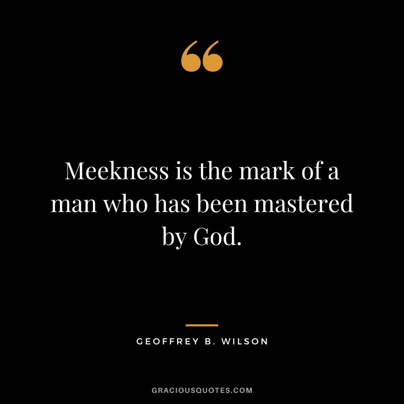 Meekness is the mark of a man who has been mastered by God. - Geoffrey B. Wilson