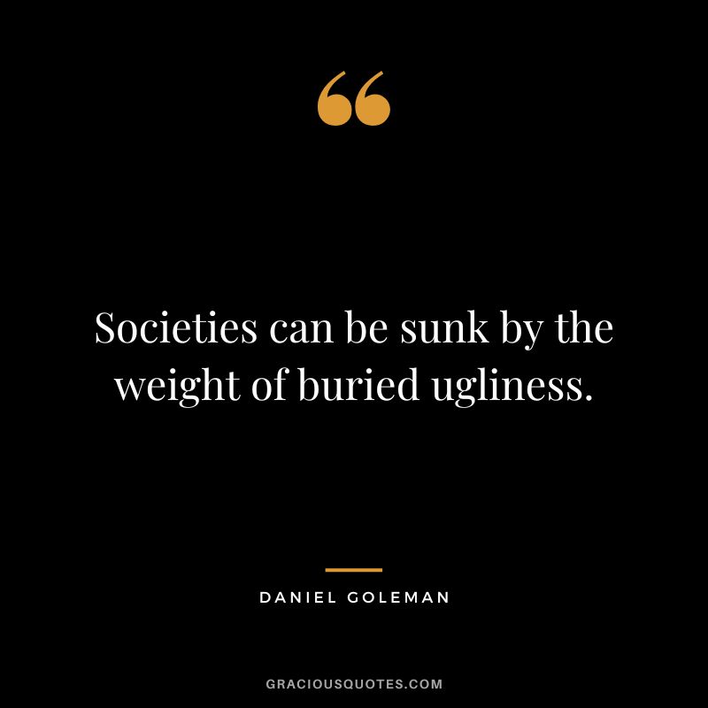 Societies can be sunk by the weight of buried ugliness. - Daniel Goleman