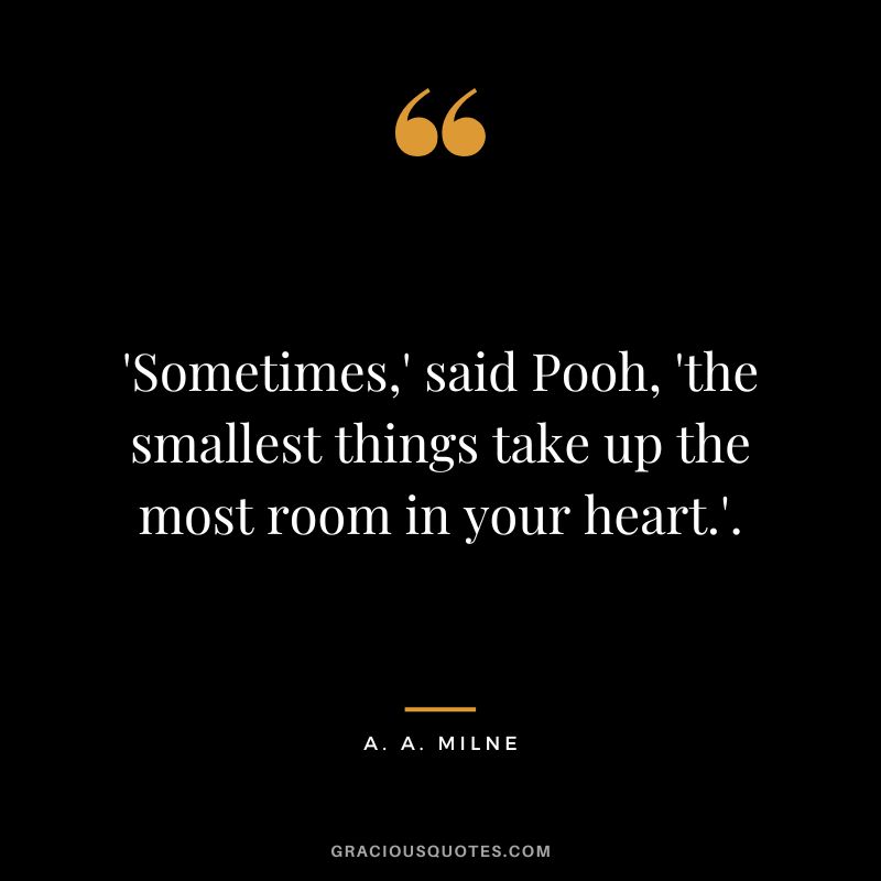 'Sometimes,' said Pooh, 'the smallest things take up the most room in your heart.'.