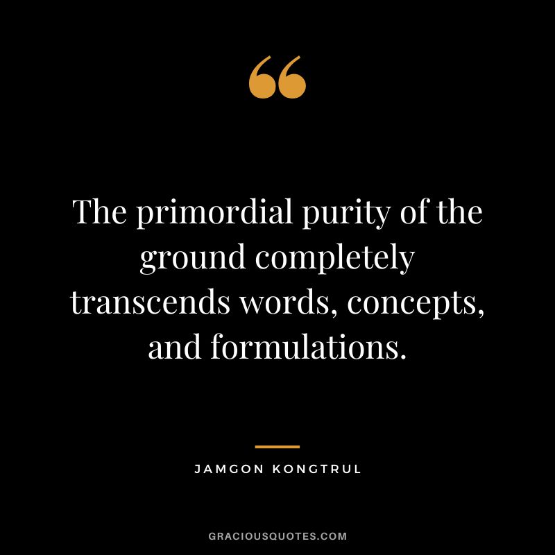 The primordial purity of the ground completely transcends words, concepts, and formulations. - Jamgon Kongtrul