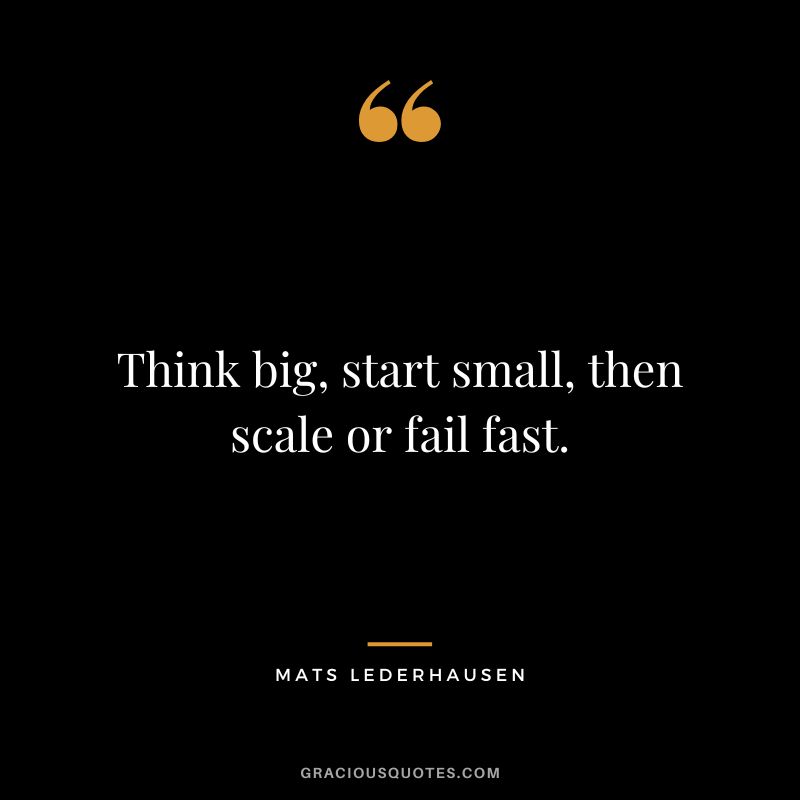 Think big, start small, then scale or fail fast. - Mats Lederhausen