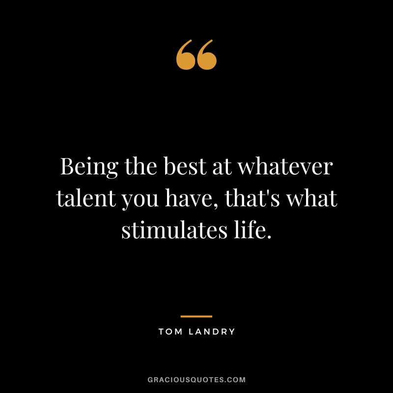 Being the best at whatever talent you have, that's what stimulates life.
