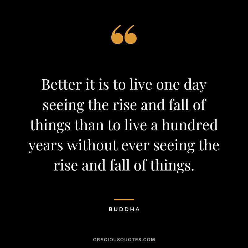 Better it is to live one day seeing the rise and fall of things than to live a hundred years without ever seeing the rise and fall of things.