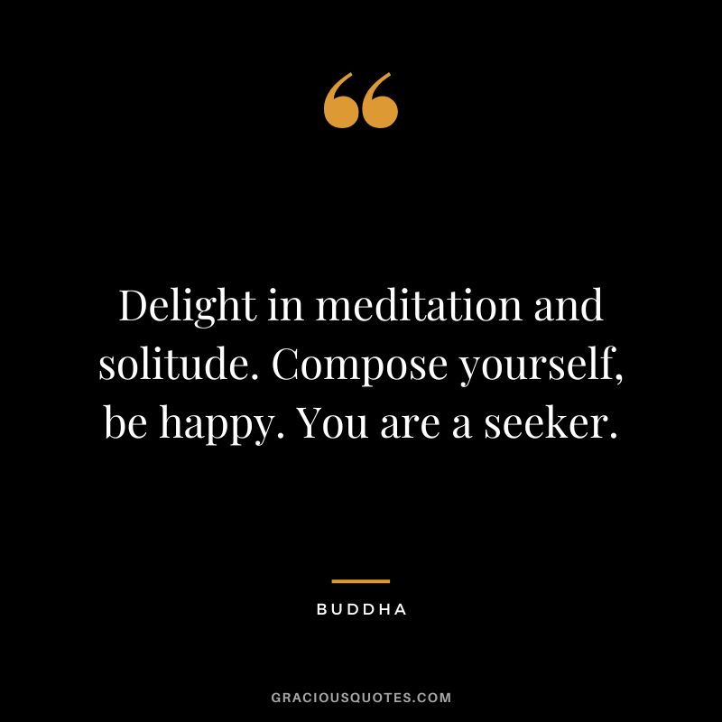 Delight in meditation and solitude. Compose yourself, be happy. You are a seeker.