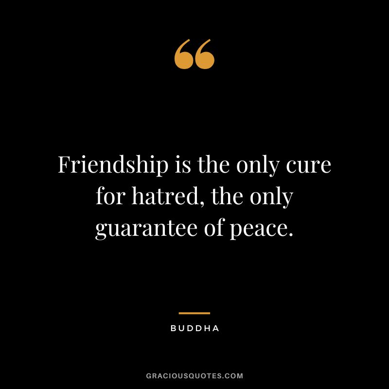 Friendship is the only cure for hatred, the only guarantee of peace.