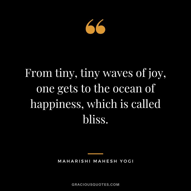 From tiny, tiny waves of joy, one gets to the ocean of happiness, which is called bliss.