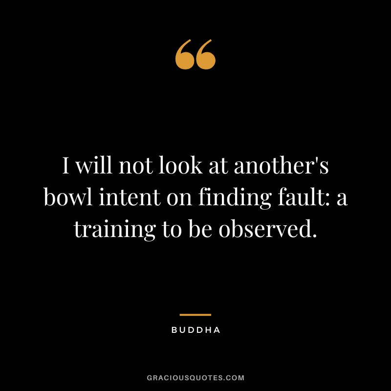 I will not look at another's bowl intent on finding fault a training to be observed.