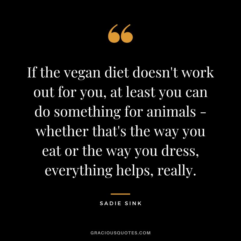 If the vegan diet doesn't work out for you, at least you can do something for animals - whether that's the way you eat or the way you dress, everything helps, really.