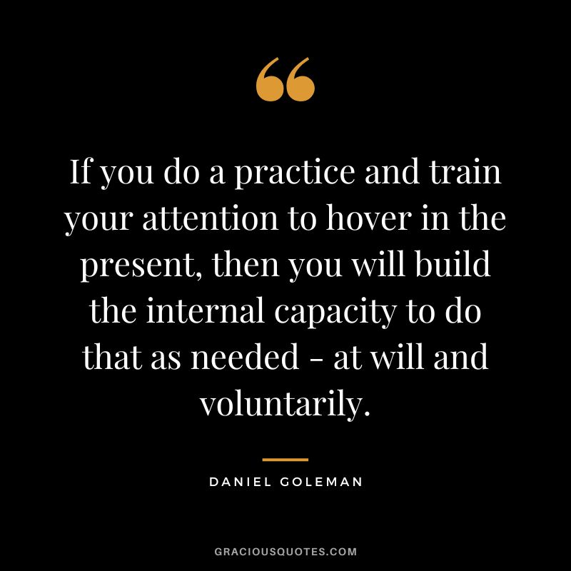 If you do a practice and train your attention to hover in the present, then you will build the internal capacity to do that as needed - at will and voluntarily. - Daniel Goleman