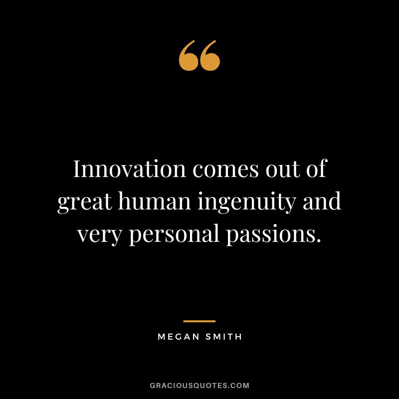 Innovation comes out of great human ingenuity and very personal passions. - Megan Smith