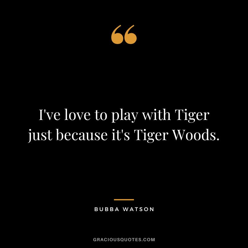 I've love to play with Tiger just because it's Tiger Woods.
