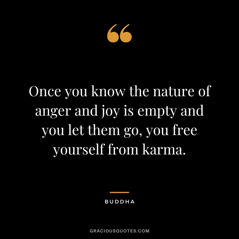 Once you know the nature of anger and joy is empty and you let them go, you free yourself from karma.