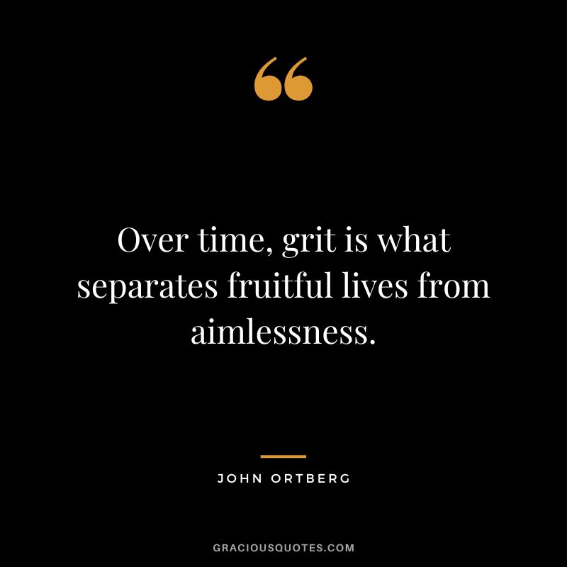 Over time, grit is what separates fruitful lives from aimlessness. - John Ortberg