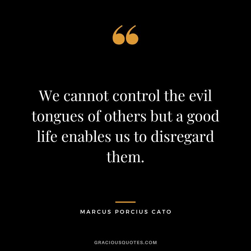 We cannot control the evil tongues of others but a good life enables us to disregard them.