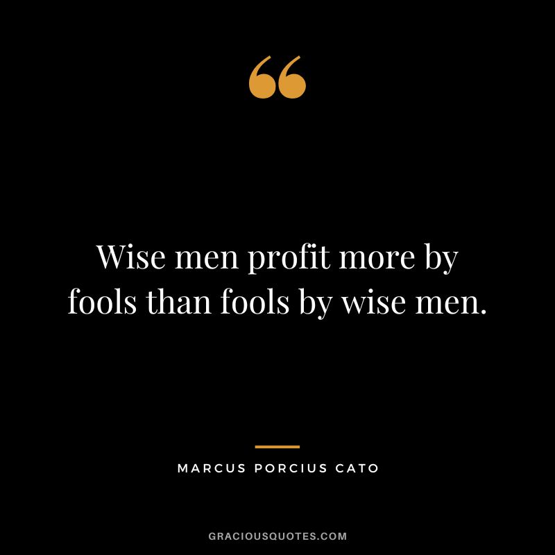 Wise men profit more by fools than fools by wise men.