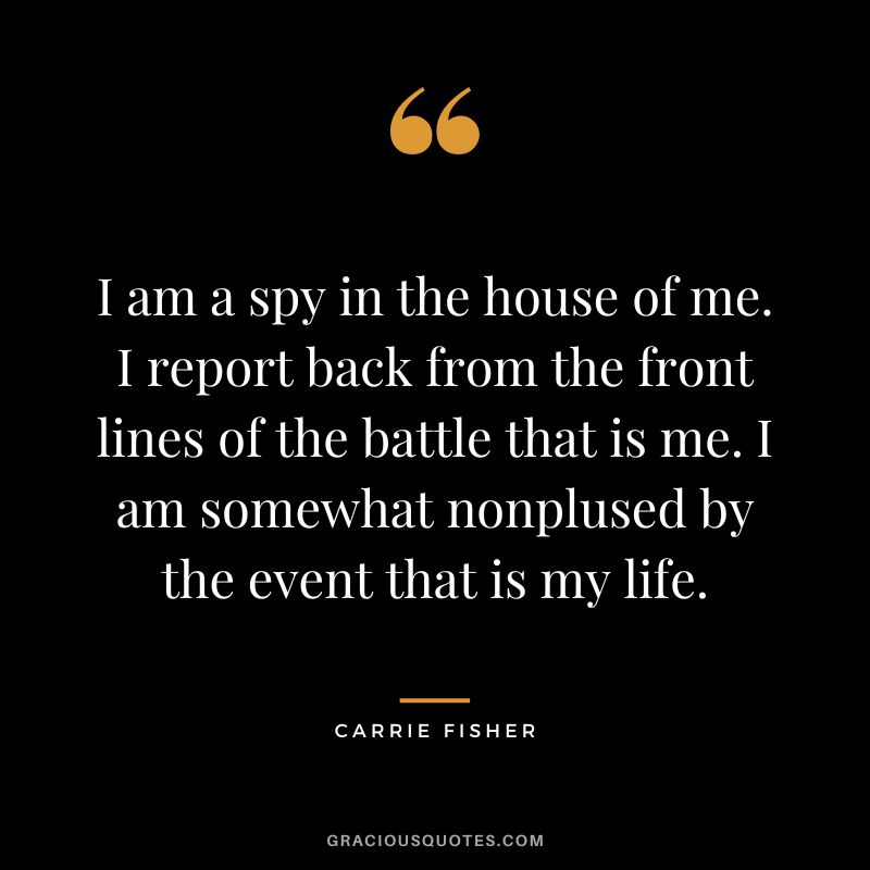 I am a spy in the house of me. I report back from the front lines of the battle that is me. I am somewhat nonplused by the event that is my life.