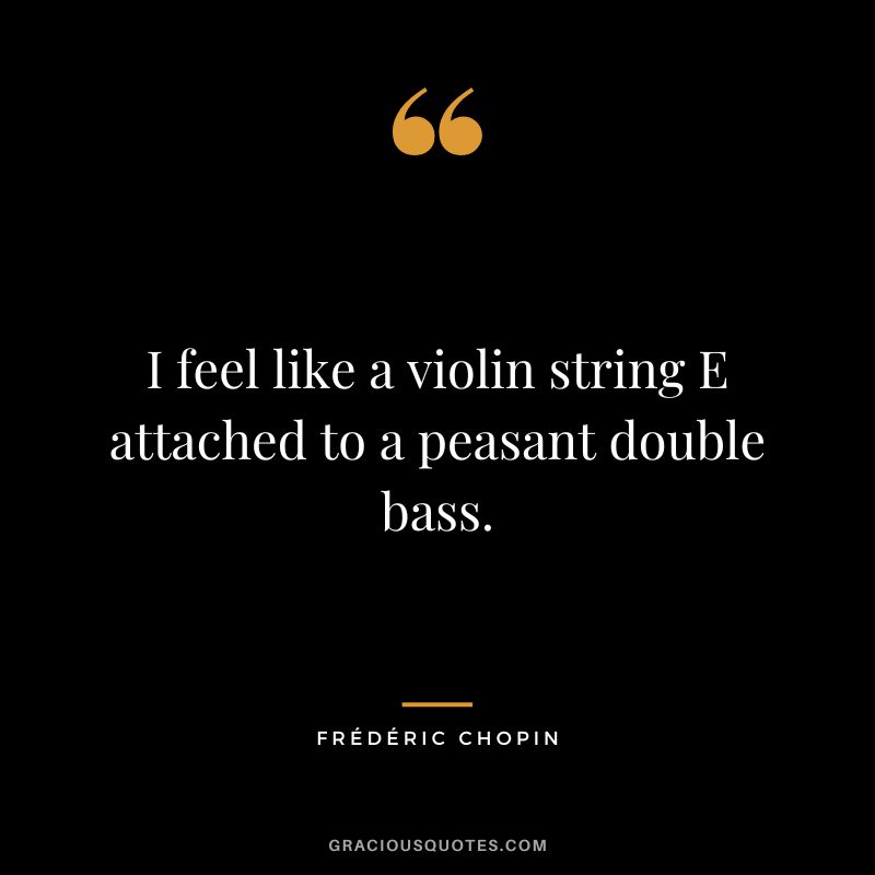 I feel like a violin string E attached to a peasant double bass.