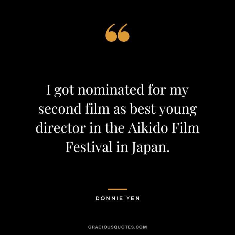 I got nominated for my second film as best young director in the Aikido Film Festival in Japan.