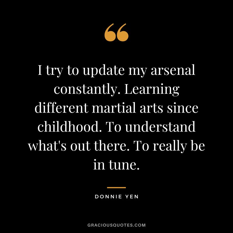 I try to update my arsenal constantly. Learning different martial arts since childhood. To understand what's out there. To really be in tune.
