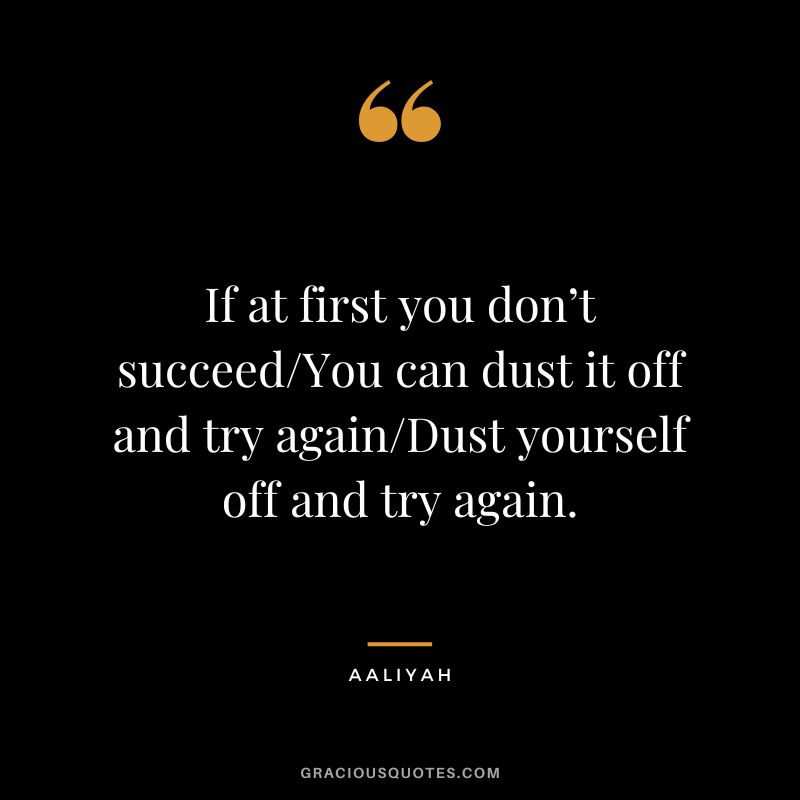 If at first you don’t succeedYou can dust it off and try againDust yourself off and try again.
