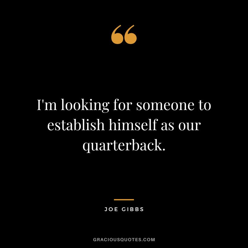 I'm looking for someone to establish himself as our quarterback.