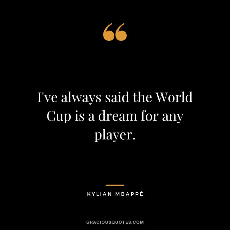 I've always said the World Cup is a dream for any player.