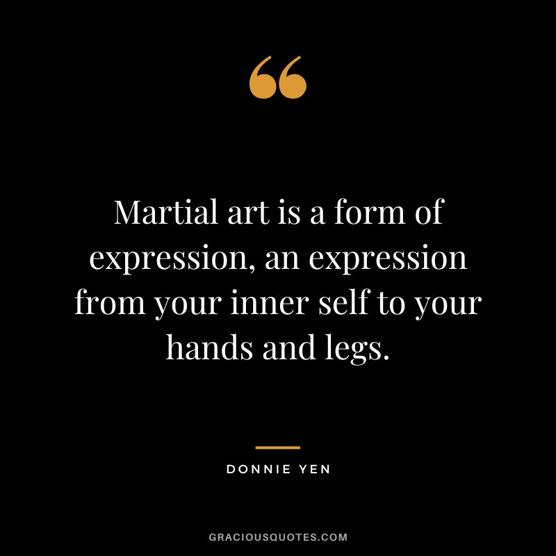 Martial art is a form of expression, an expression from your inner self to your hands and legs.