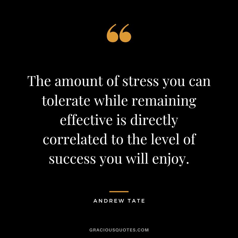 The amount of stress you can tolerate while remaining effective is directly correlated to the level of success you will enjoy.