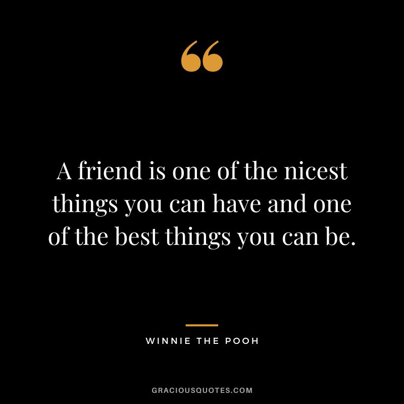 A friend is one of the nicest things you can have and one of the best things you can be. - Winnie the Pooh