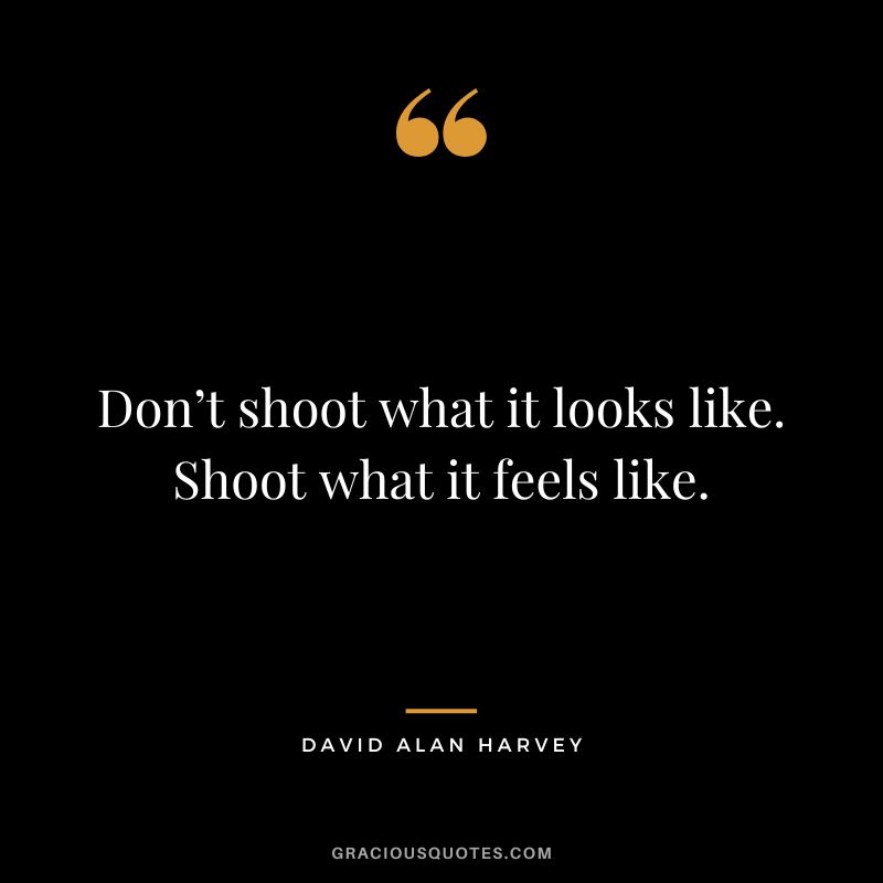 Don’t shoot what it looks like. Shoot what it feels like. - David Alan Harvey