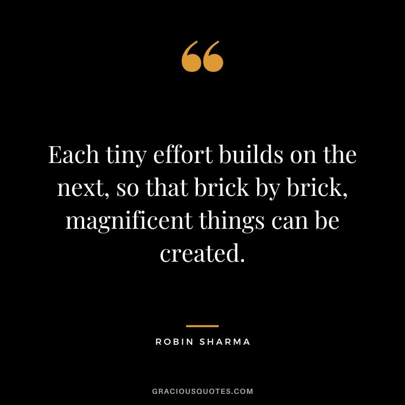 Each tiny effort builds on the next, so that brick by brick, magnificent things can be created. – Robin Sharma