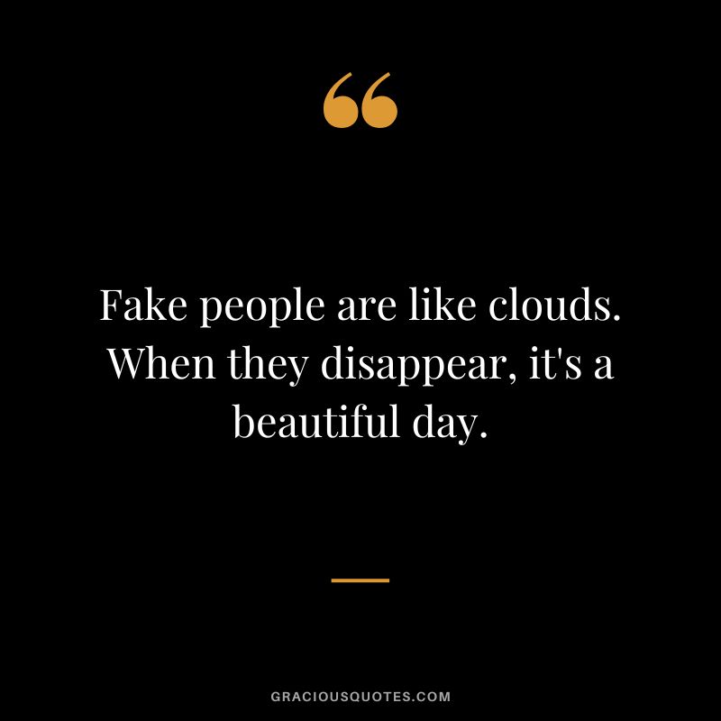 Fake people are like clouds. When they disappear, it's a beautiful day.