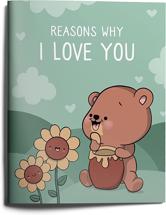 Gift for Girlfriend Boyfriend, Cute Anniversary Birthday Gift for Husband Wife, Personalized Vday Gift for Him Her, Reasons Why I Love You, Illustrated Fill-in-The-Blank Book Journal