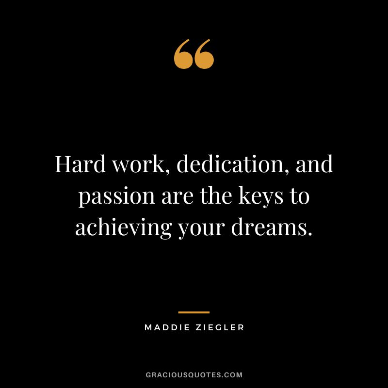 Hard work, dedication, and passion are the keys to achieving your dreams.
