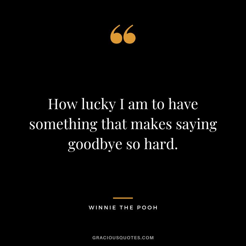 How lucky I am to have something that makes saying goodbye so hard. - Winnie the Pooh