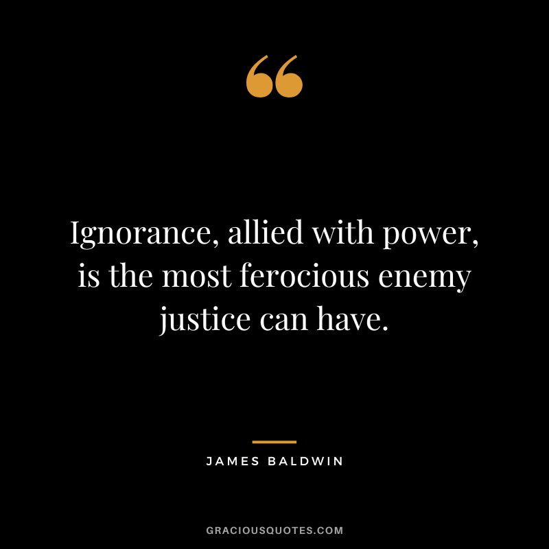 Ignorance, allied with power, is the most ferocious enemy justice can have.