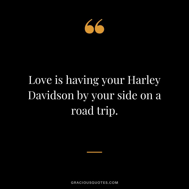 Love is having your Harley Davidson by your side on a road trip.