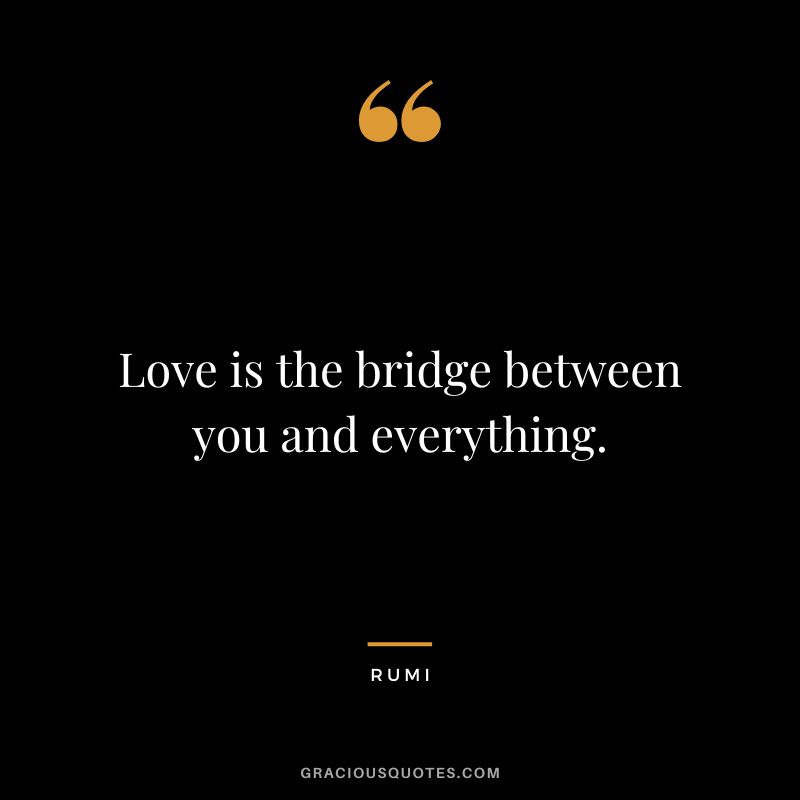 Love is the bridge between you and everything. - Rumi
