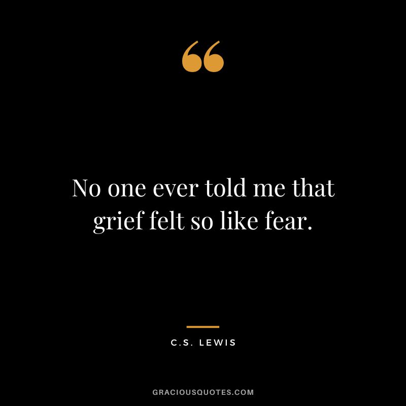 No one ever told me that grief felt so like fear. — C.S. Lewis