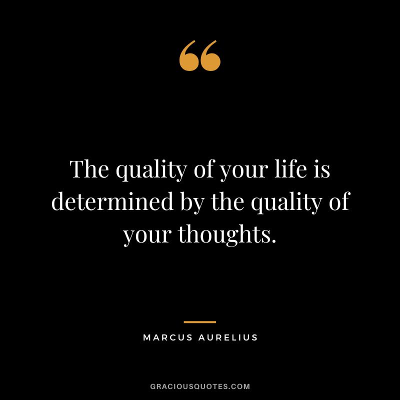The quality of your life is determined by the quality of your thoughts. - Marcus Aurelius