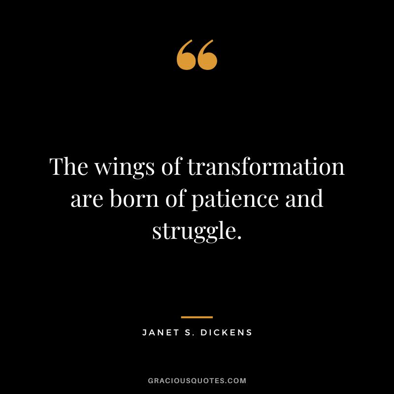 The wings of transformation are born of patience and struggle. – Janet S. Dickens